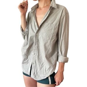 NWOT GOODFELLOW & CO Light Grey Long Sleeve Collared Pocket Button Down Shirt